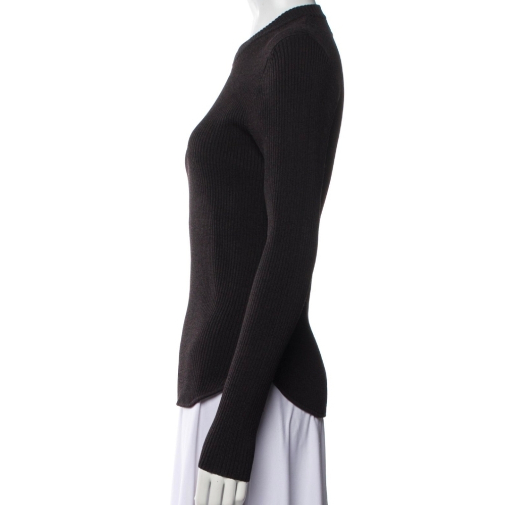 Ganni ribbed knit sweater featuring decorative crystal buttons Sz Large - Picture 2 of 16